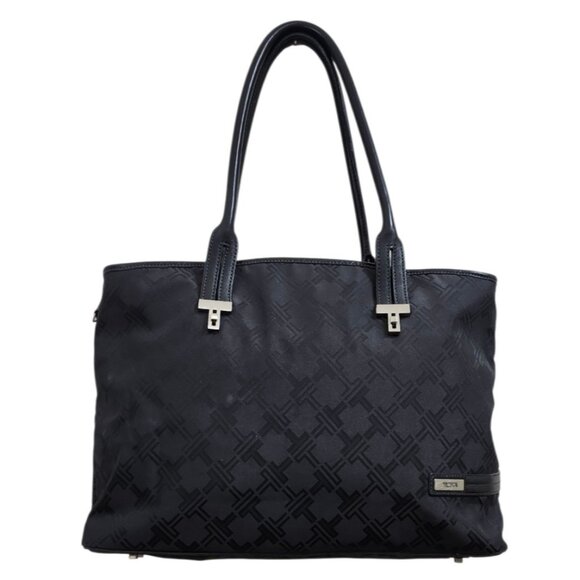 Tumi Signature Collection Handbag Tote Nylon w/Leather Trim Black - Picture 2 of 16